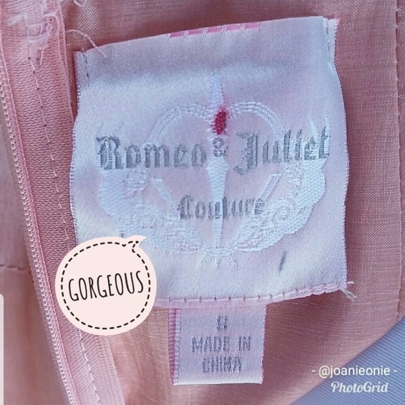 ROMEO and JULIET Dress Peach Strapless Prom  Midi 3D Floral Wedding Formal 6 - Picture 8 of 10